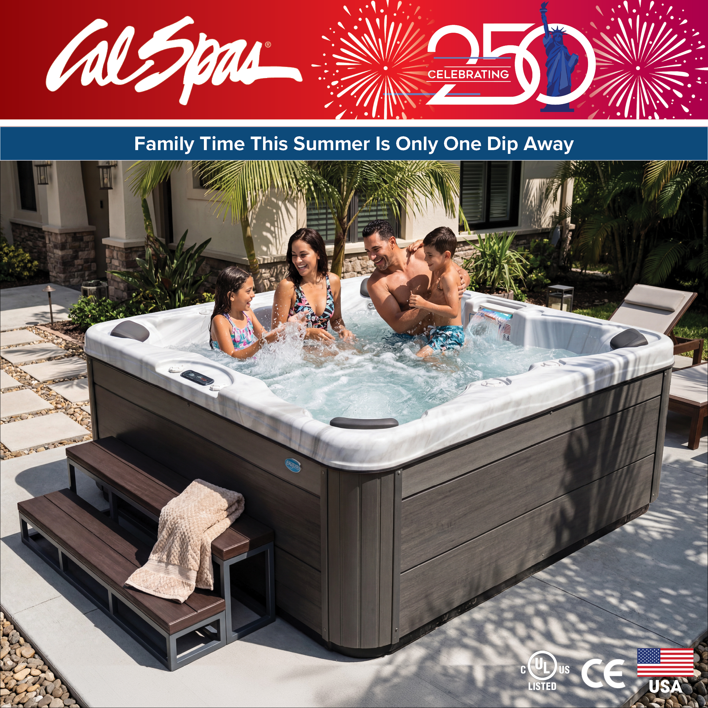 Calspas hot tub being used in a family setting - Federal Way
